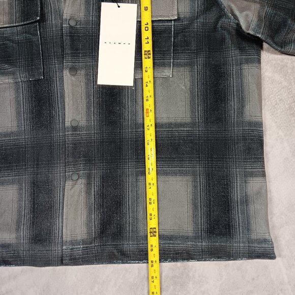 Stampd Plaid Cropped Sherpa Jacket • Blue/Grey Micro Sherpa • Oversized - Picture 15 of 15